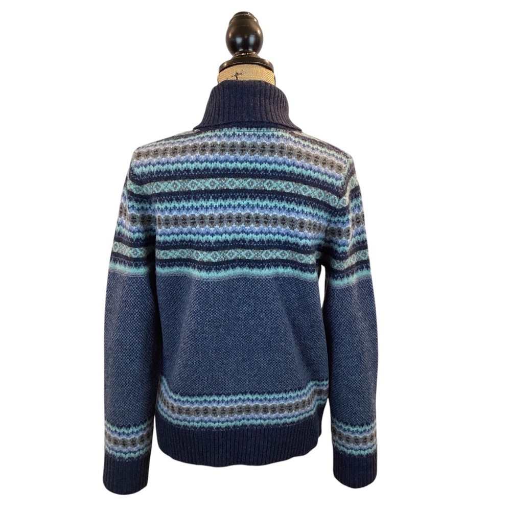 L.L. Bean Lambswool Fair Isle Button Cardigan - Picture 4 of 10
